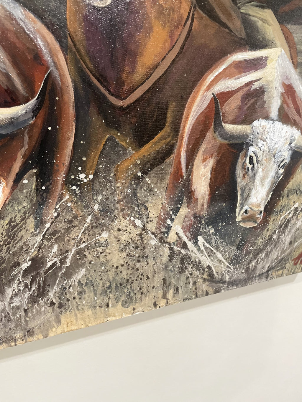 You're Mine original acrylic painting detail: horse face and bridle at sunset