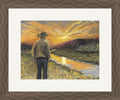 God's Grace framed print 12x16 in a dark wood frame with a printed white border, western cowboy sunset painting by Adam T. Poe