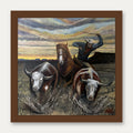 You're Mine framed print 16x16 in a walnut-tone wood frame, western longhorn painting by A. Poe